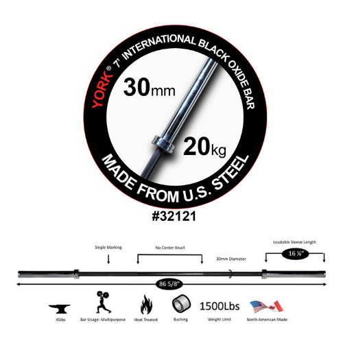 York Olympic Bar - Black Oxide - 1500 lbs
